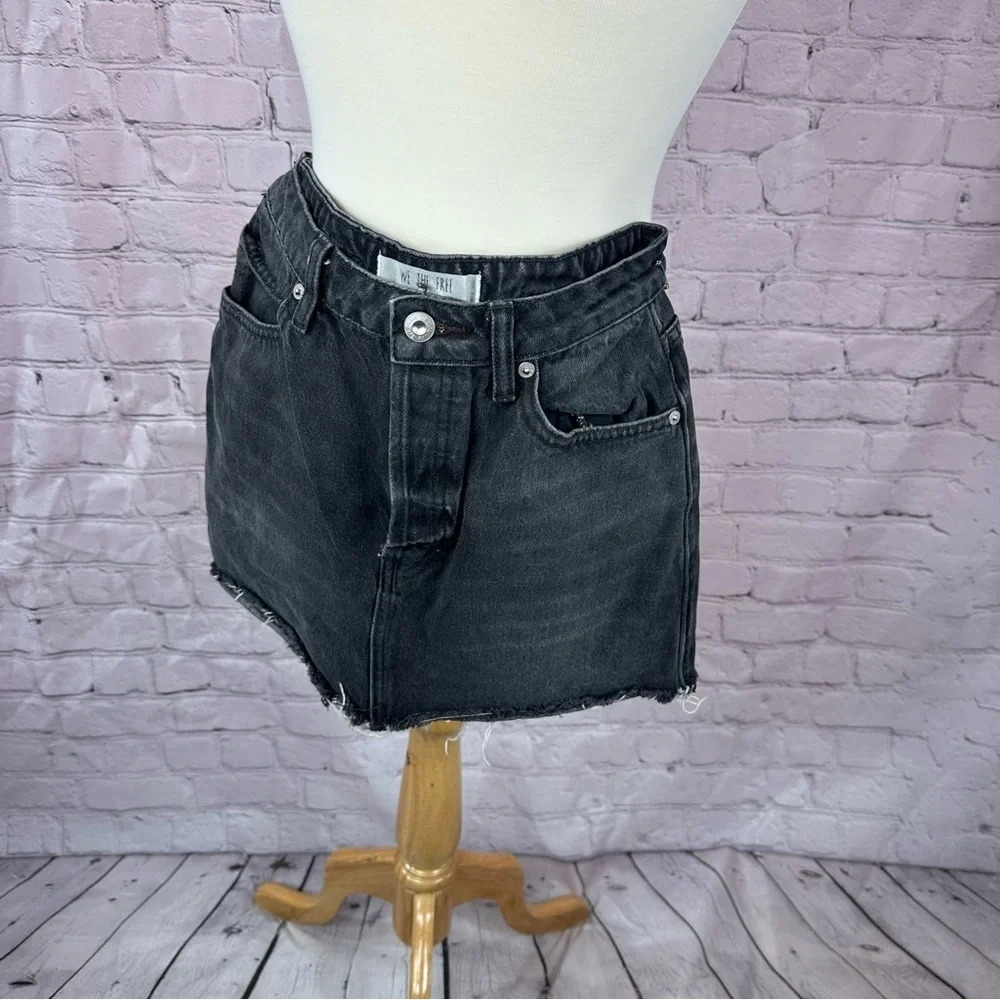 We the free by free people black denim jean mini skirt size 27